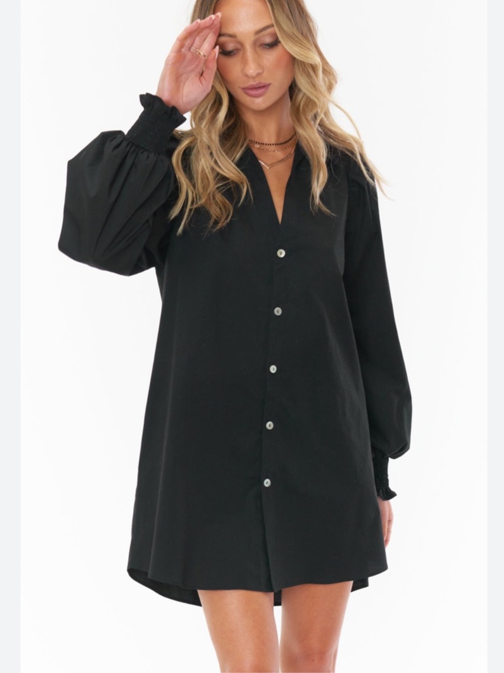 Show Me Your MuMu Allure Black Cotton Poplin Shirt Dress Small Has Pockets!